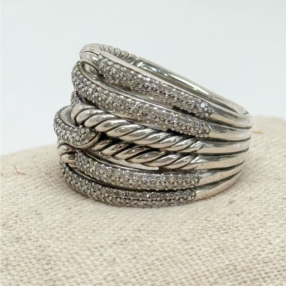 David Yurman Triple Loop Diamond Labyrinth Ring .925 Sz 8 - Picture 3 of 12